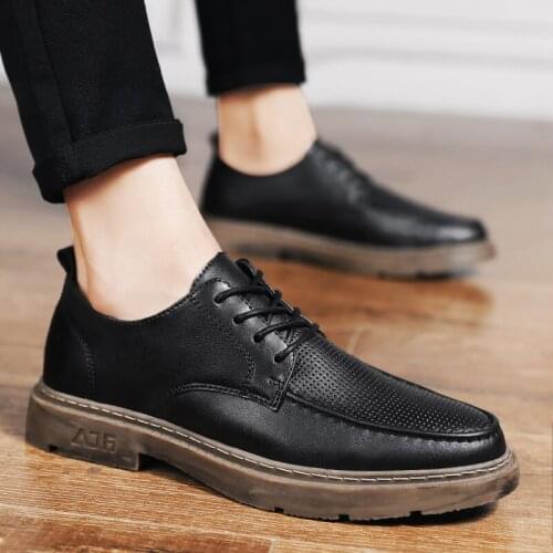Leisure Shoes Zapatos Hombre Casual Cuero Comfortable Shoes Men Breathable Mens Causal Fashion Male Shoe Black