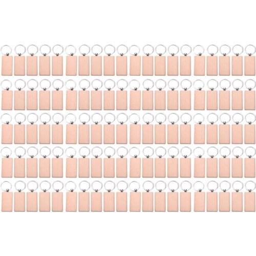 PPYY-100 Blank Wooden Keychain Rectangular Engraving Key ID Can Be Engraved DIY