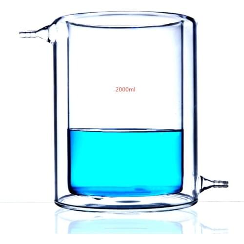 2000mL Jacketed Glass Beaker 2L Jacket Cup Laboratory Chemical Glassware
