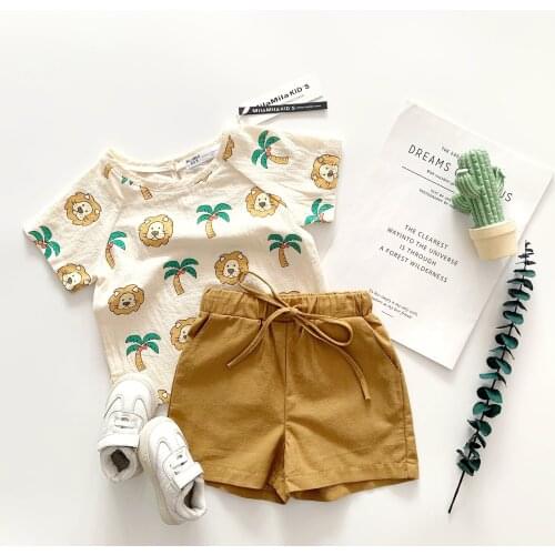 Tonytaobaby Summer New Boys and Girls Hawaii Vacation Hemp Cotton Suit Leisure