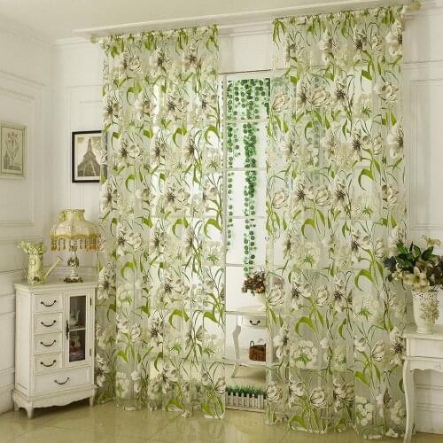 38 1pc Flower Printed Tulle Door Window Curtain Drape Panel Sheer Scarf Valances Drapes In Living Room Home Sheer Voile Valances