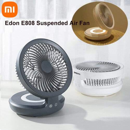 Edon E808 Wireless Suspended Air Circulation Fan USB Rechargeable Folding Electric Fan Night Light Touch Control 4 Wind Speed