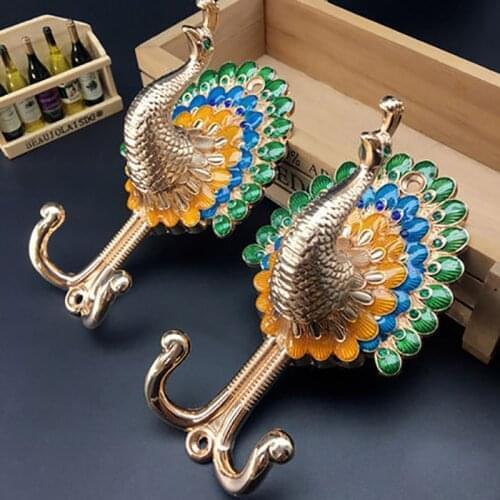 1 Pcs Luxury Retro European Style Peacock Curtain Hooks Holder Hanger Bronze Display Coat Bag Rack Wall Hook Curtain Accessories
