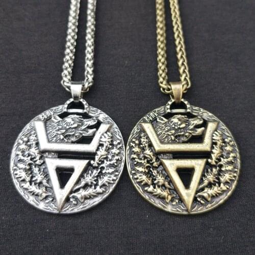 Viking Fern Inverted Triangle Veles wolf Pendant Amulets Slavic Pagan Talismans Charms Necklaces