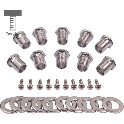 Tooyful 10 Set Hex Threaded Bushing & Ferrules & Mount Screws for Ukulele Guitar Tuning Peg Tuner Machine Heads