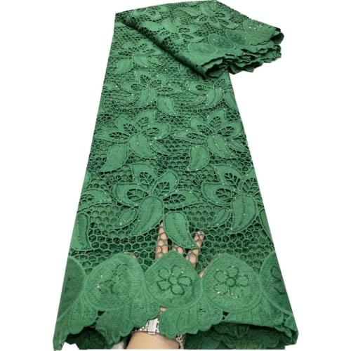 Green Guipure Lace Soft Skin Friendly African embroidery Cord Fabric with sequins Nigerian for Party Dress DP-140