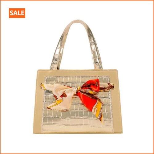 Womens Party Handbag Fashion Silk Bow Brand Women Purse Luxury Crocodile Leather Handbag Cell Phone Bag Female Shoulder Bag