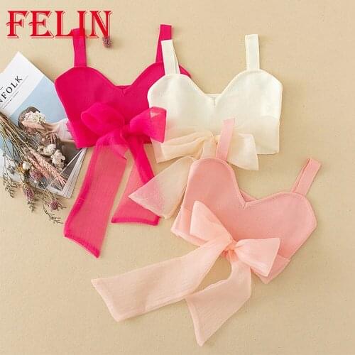 FELIN Za 2021 Fashion Women Organza Stitching Knitted Camisole Short Sling Chic Top Elegant Solid Knitwear Female Mujer Vest