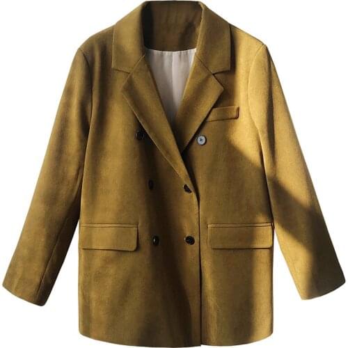 2020 New Fashion Autmn Pure Color Turn Down Collar Blazer Coat Casaco Feminino Long Sleeve Tops For Women