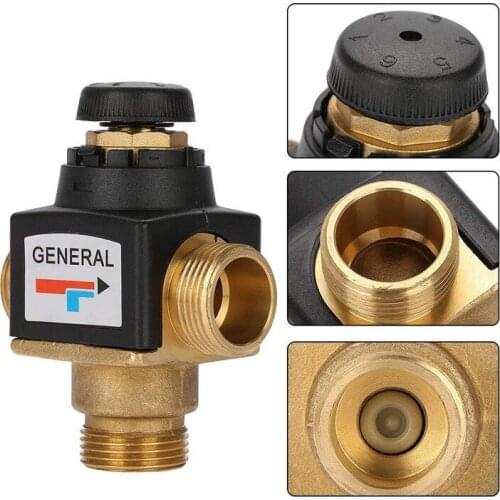 1 Pcs 3 Way External Thread Brass Thermostatic Mixing Valve Solar Water Heater Thermostatic Valve