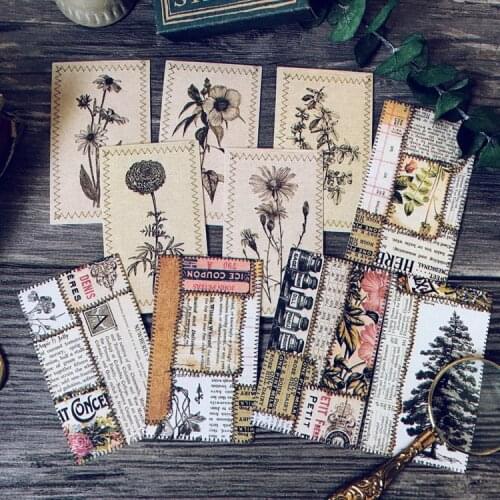 10pc/pack vintage plants Imitation stitched fabric thick card no gum decoration material sticker DIY scrapbooking label stickers