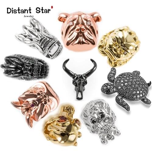 22*17.7/13.6*11.4mm High Quality Micro Pave CZ Animal Head Type Bracelet Spacer Beads DIY Handmade Jewelry Making