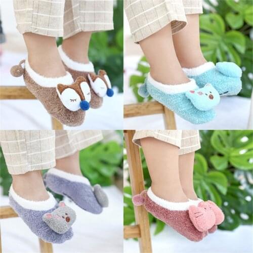 3 Pairs/Lot Baby Boys Girls Socks Rubber Non-Slip Floor Socks Cartoon Infant Kids Animal Socks Winter Autumn Thicken Warm Shoes