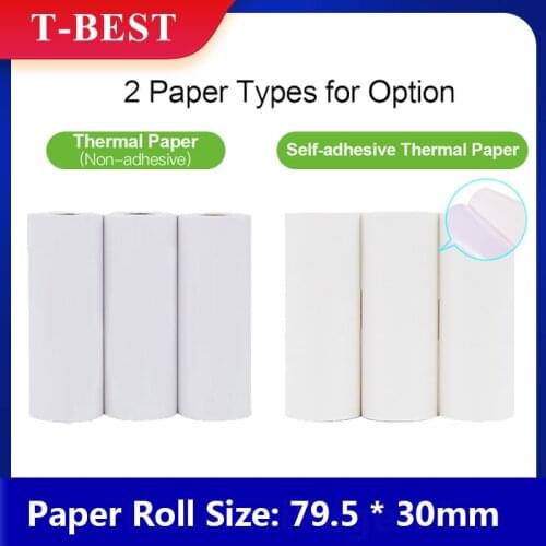 3 Rolls 79.5*30mm Non-adhesive/Self-adhesive Thermal Paper BPA-Free Long-Lasting 10-Years Paper for Poooli L3 Printer
