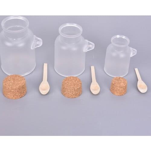 300/200/100g Cosmetic Empty Matte Cork Jar Bath Salt Bottle Women Mask Face Container Refillable Bottles With Wood Spoon