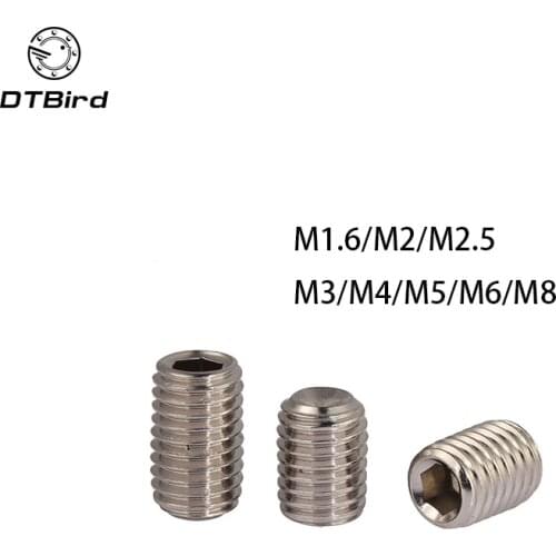 50Pcs 20pcs 10pcs M1.6 M2 M2.5 M3 M4 M5 M6 M8 DIN916 Stainless Steel Allen Head cup point Hex Socket Set Screw Grub Screw