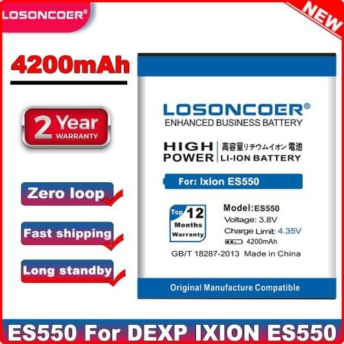 LOSONCOER ES550 4200mAh 100% New Good Quality Battery For DEXP Ixion ES550 For FinePower C1 For Fine Power C1 Phone Batteries
