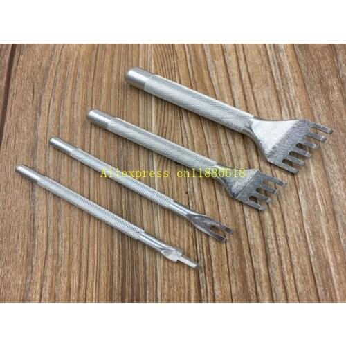 Free Shipping 4 Style Leather Craft Hole Punch Tools Diamond Point Chisel DIY Leather Hole Tool 4mm