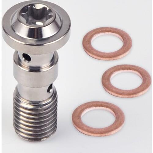 NICECNC M10 x 1.25mm Stainless Motorcycle Banjo Bolts & Washers Titanium Alloy Blue Titanium Gold