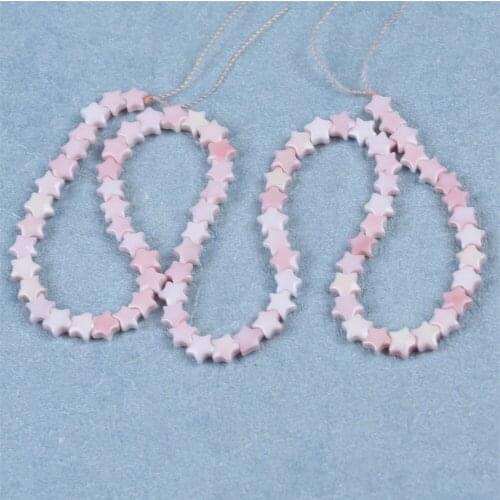 Nature 6mm Pink Color Star Shape Mabe Pearl Real Shell Chain
