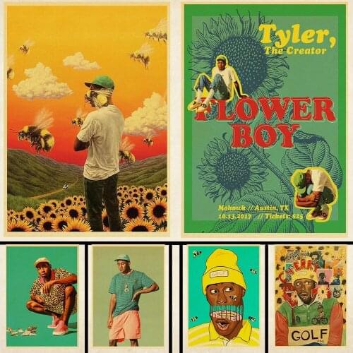Bee and Flower Cover Hip Hop Rapper Retro Posters and Prints Wall Art Pictures Canvans Painting for Home Room Bar Indoor Decor