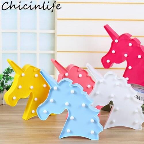 Chicinlife 1Pcs Unicorn LED Night Light Birthday Party Baby Shower Kids Favors Unicorn Party Bedroom Wedding Decoration Supplies