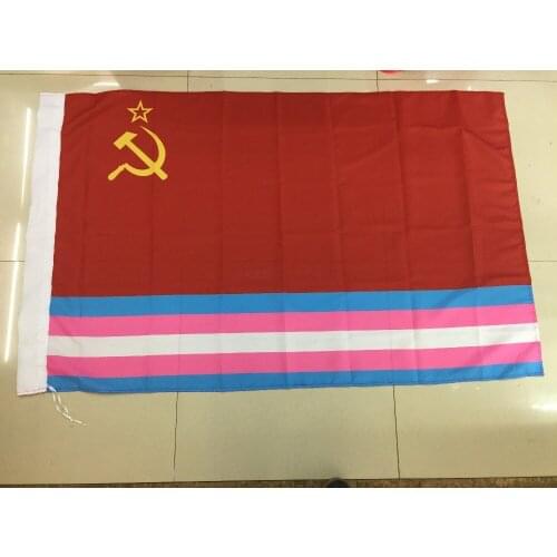 Free shipping rainbow new transgender flag 5ft X3 ft 100% Polyester Gay Pride gay flag With Soviet UCCCP Union of Sovinion flag