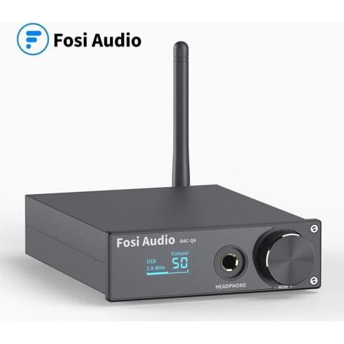 Fosi Audio Q6 USB DAC DSD256 PCM 32Bit/384kHz XMOS XU208, Headphone Amplifier Bluetooth 5.0 aptX HD CSR8675 ESS9018K2M Audio