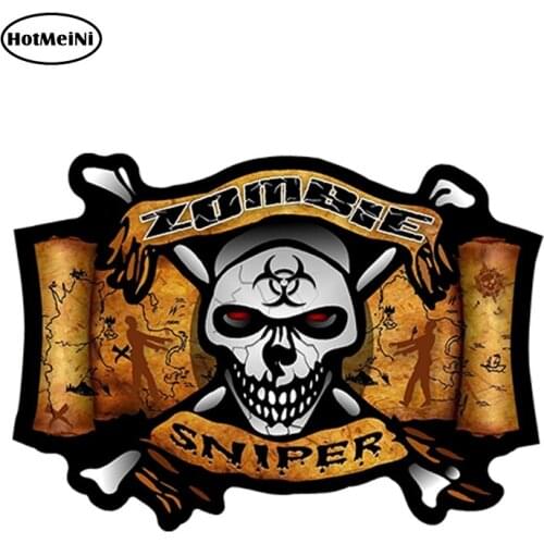 HotMeiNi 12cm x 8.5cm Zombie Sniper Skull Bone Decal Sticker Bio Hazard Hunting Map Car Bumper Window Vinyl Decal Car Stickers
