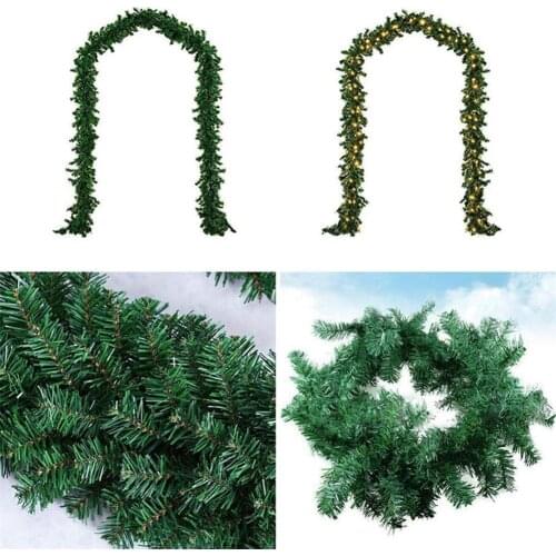 2.7m Artificial Green Christmas Garland Wreath Xmas Home Party Christmas Decoration Pine Tree Rattan Hanging Ornament for Kids