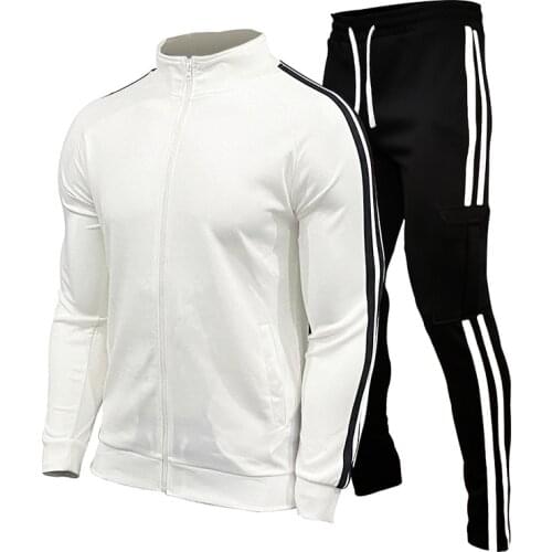 New Zipper Jacket + Pants Two Piece Mens Autumn and Winter Suit Casual Sportswear Mens Sportswear Brand Male Sportswear
