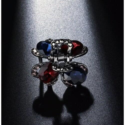 Small Butterfly Hair Claw Clip Ancient Silver Color Hair Clips Vintage Hair Clip Crystals Hairpin Hair Accessory for Women HC020