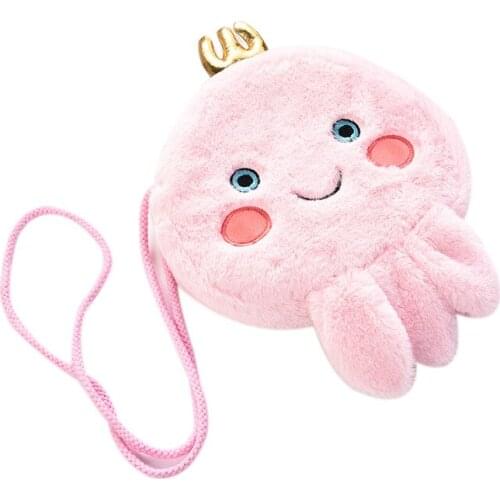 Cute Kawaii Cartoon Plush Bag Octopus Messenger Bags Soft Shoulder Bag Crossbody Pouch Kids Keys Coin Purse Lovely Mini Handbag