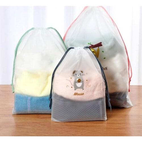 Storage Bags Multi-purpose Animal Pattern Item-Protective Reusable Drawstring Canvas Pouch for Home