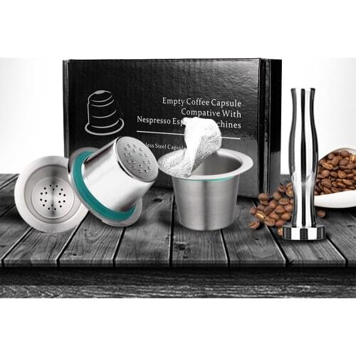 7PCS/Set Stainless Steel Nespresso Reusable Coffee Capsule Coffee Tamper Refillable Cup Filter Nespresso Machines Maker Pod