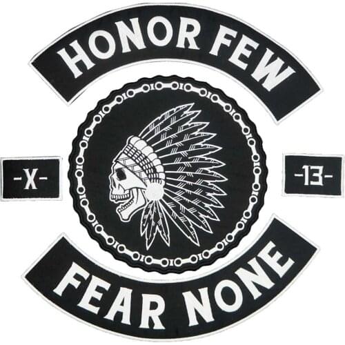 HONOR FEW FEAR NONE 13 BACKING Embroidered punk biker Patches Clothes Stickers Apparel Accessories Badge