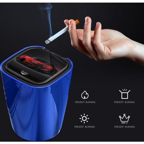 Table Trash Can Car Ashtray Portable Mini Trash Can with Lid for Home Travel Ashtray Case With Windproof Lid