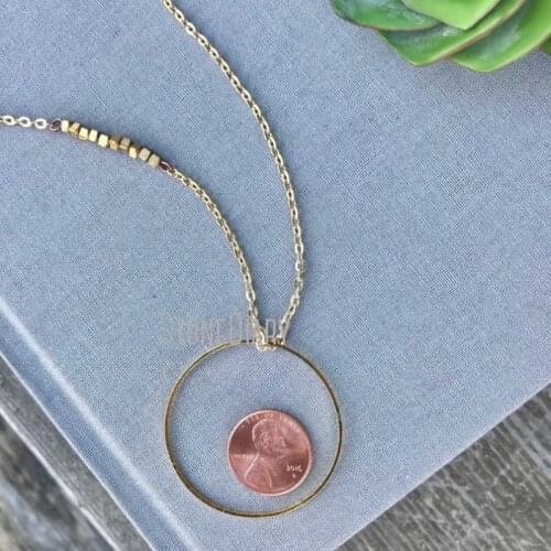 10Pcs Circle Loop Minimalist Long Layering Dainty Boho Jewelry Bohemian Cube Brass Beads Charm Necklace 18inch-32inch NM14793