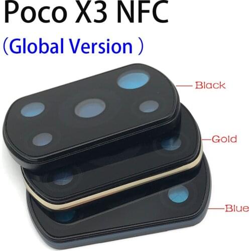 Rear Back Camera Glass Lens For Xiaomi POCO X3 NFC Global Version Camera Glass With Glue Adhesive With Cover Frame Holder