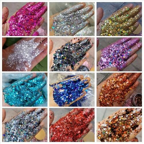{IN BULK} 29color-500g Nail Art Glitter Flakes Quadrilateral Sequins Shiny Chrome Pigment Powder For Gel Nail Art Decoration Tip