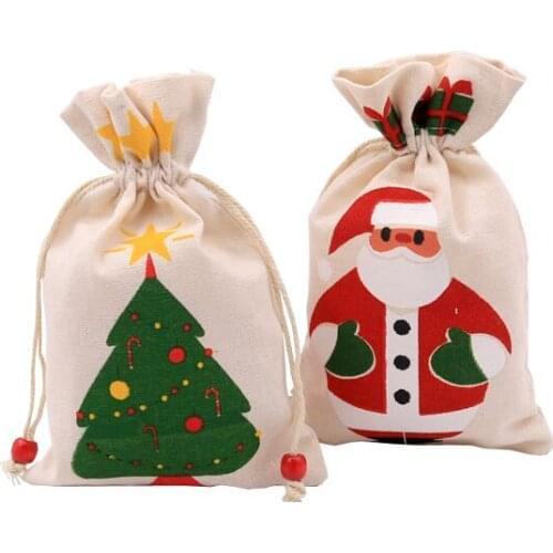 Wholesale 50pcs New 15x23cm Cotton Bag Jewelry Boxes Packing Bags Christmas Gift Bags Candy Apple Drawstring Gift bags Pouches