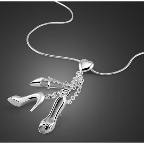 Fashion Choker Jewelry Woman High Quality 100% 925 Sterling Silver Necklace High Heel Pendant Necklace Creative Gifts
