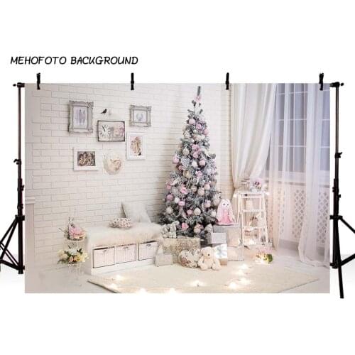Christmas Background Fireplace Tree Winter Snow Window Backdrop Interior Baby Birthday Photography Background For Photo Studio