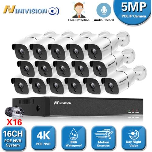 H.265 16CH 5MP POE NVR CCTV System 5MP Outdoor IP67 Weatherproof POE IP Cameras Video Security Set 8CH 4K HDMI