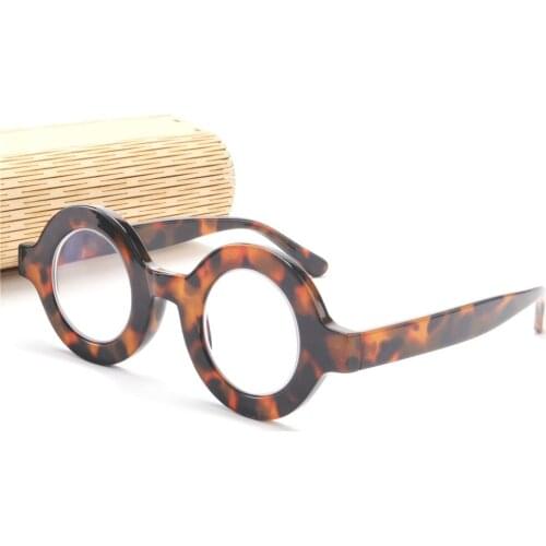 MINCL 2019 New Fashion Men Women Round Sunglasses Frame Progressive Multifocal Lens Retro Leopard Reading Glasses with Box NX