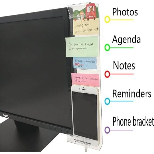Computer Monitor Message Memo Board Sticky Note Pads Side Panel Sticky PC Transparent Reminder Holders Desktop Holder Stationery