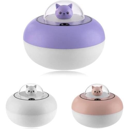 Cute Cat Air Humidifier USB Aroma Essential Oil Diffuser Bedroom Humidificador Cool Mist Vaporizer LED Light For Home