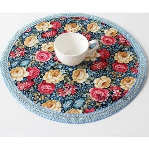 European-style high-end rustic style fabric round placemat Table cotton insulation pad Table runner