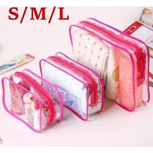 Wash Bag Women Zip Pouch Transparent Waterproof PVC Clear Makeup Cosmetic Bag Toiletry Bags
