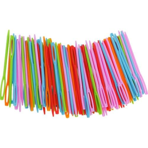 100pcs Colorful Plastic Darning Threading Knitting Needles For Kids Children